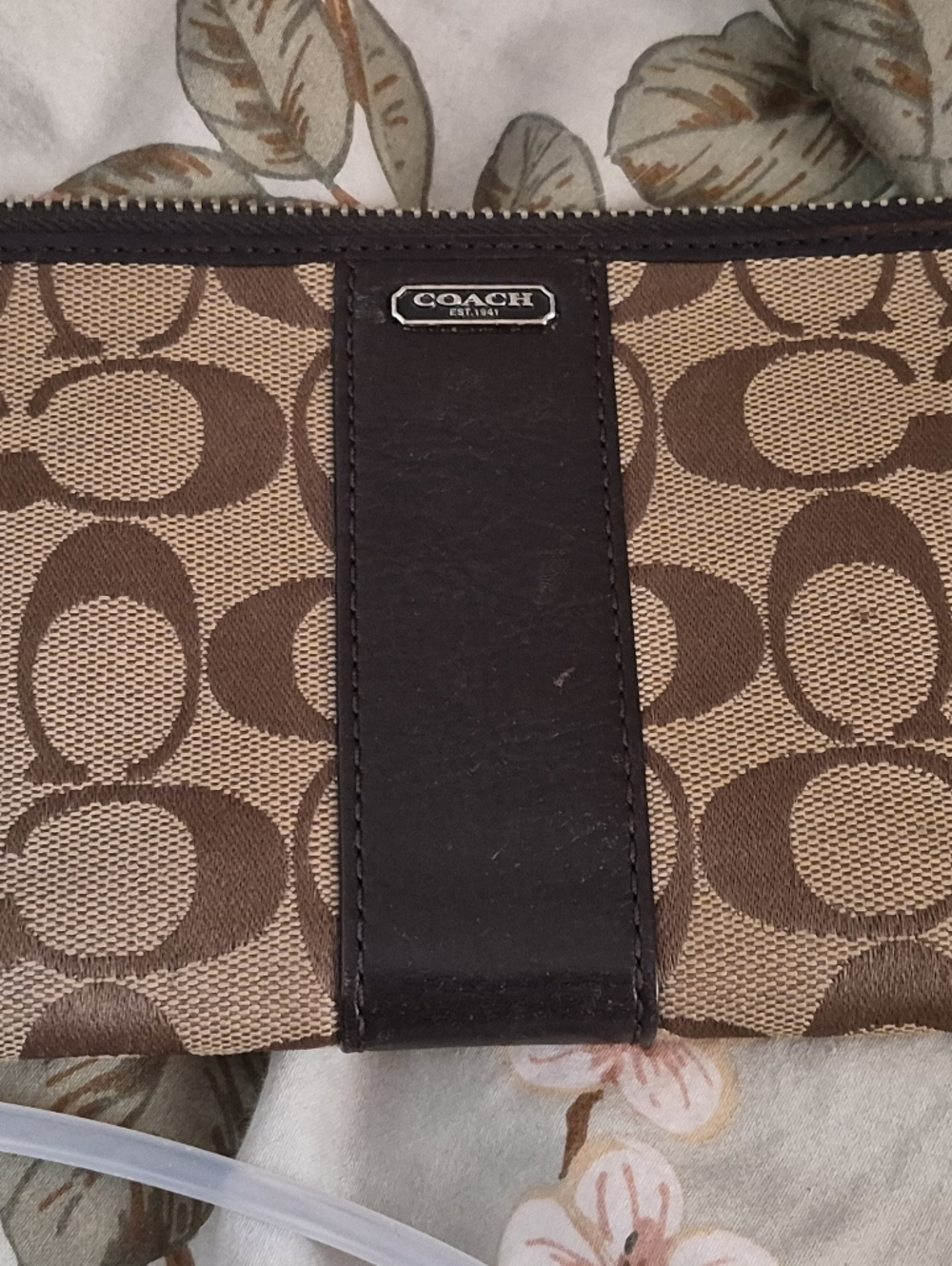 Coach Signature Canvas Zip Wallet in Brown